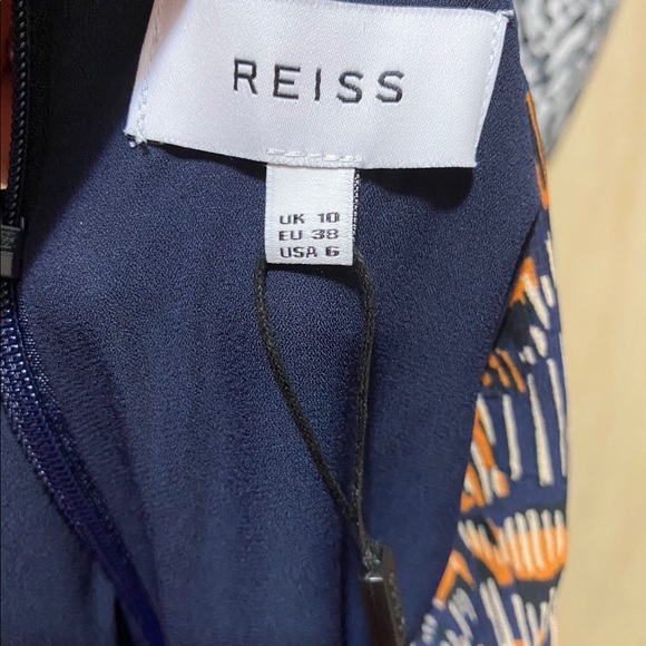 REISS Erin Abstract Feather Printed Midi Dress - Picture 7 of 8